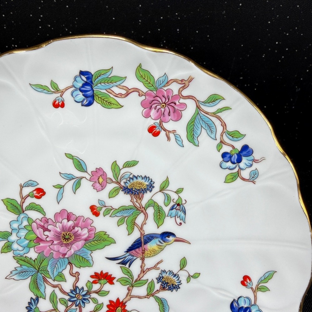 Aynsley Pembroke Fine Bone China Plate 8 Inch Bird Floral Gold Gilded Scalloped - Picture 8 of 12
